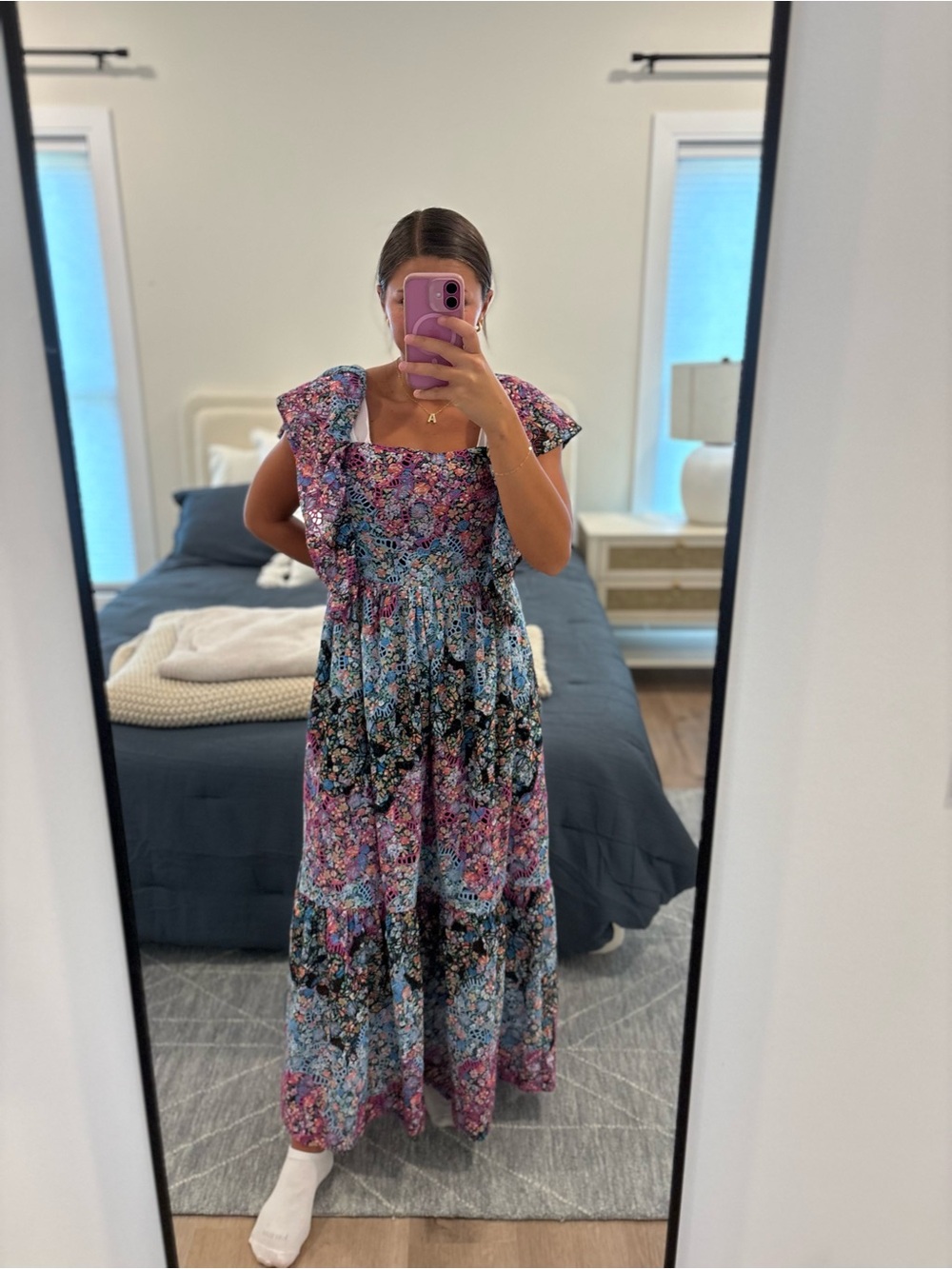 Anthropologie Clementina Eyelet Maxi Dress Size Large